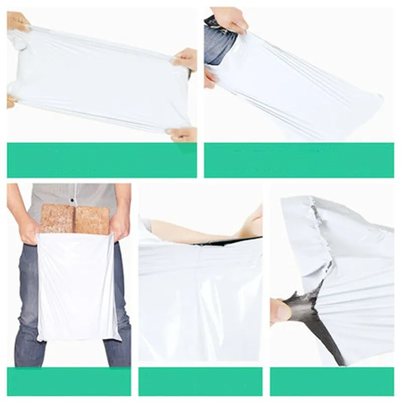 Poly Postal Shipping Bags Opaque PE Plastic Express Envelope Storage White Color Mailing Bags Self Adhesive Seal Courier Bag