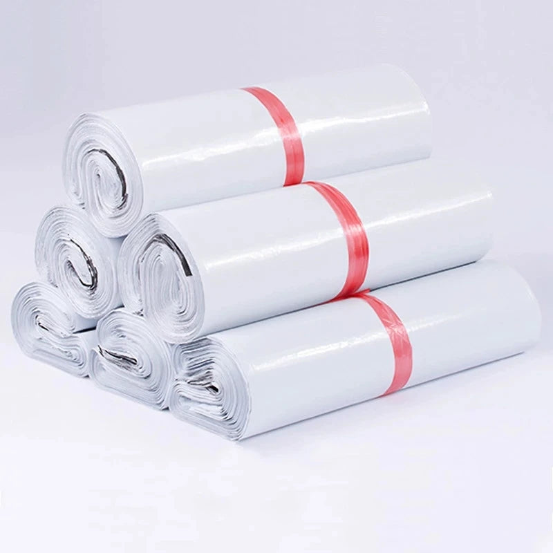 Poly Postal Shipping Bags Opaque PE Plastic Express Envelope Storage White Color Mailing Bags Self Adhesive Seal Courier Bag